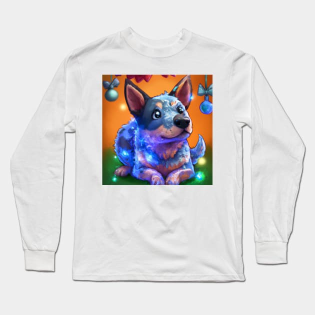 Cute Australian Cattle Dog Drawing Long Sleeve T-Shirt by Play Zoo